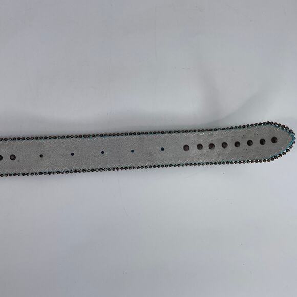 Women's Blue Leather Western Studded Belt and Buckle crosses ML - Picture 7 of 10